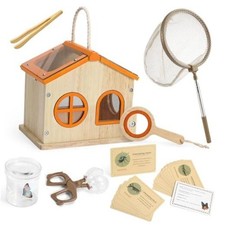 Bug Catcher for Kids - Wooden Bug Habitat with Magnified Viewer, Orange