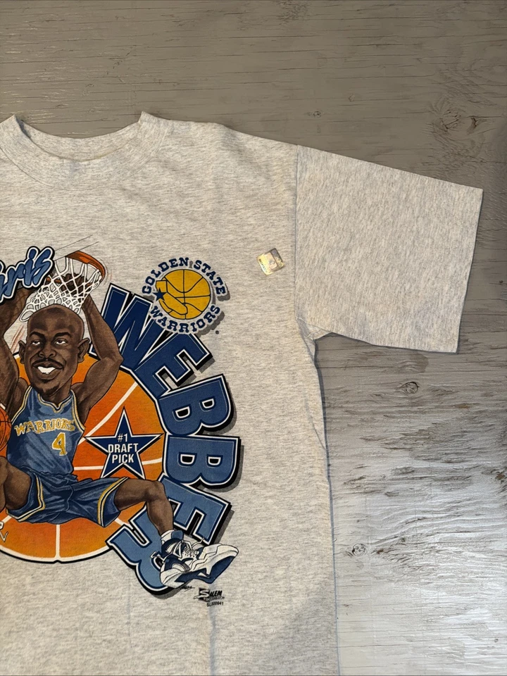 NUEVA Camisa De Colección Años 90 NBA Salem Golden State Warriors Chris Webber #1 Draft Talla M Foto 3 de 4