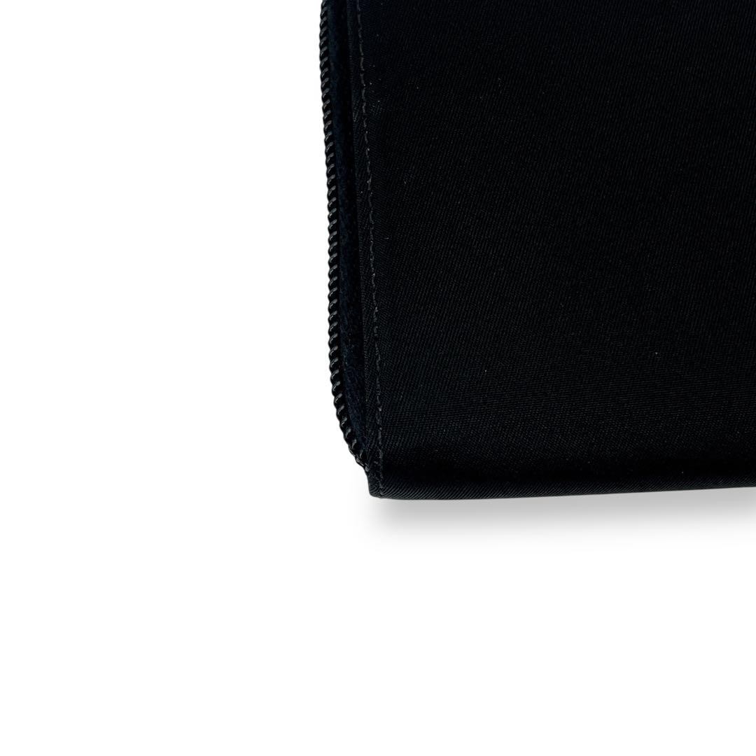 Prada Black Triangular Logo Round Zip Long Wallet… - image 8