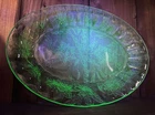 Jeanette Floral Poinsettia Oval Uranium Glass Platter Green