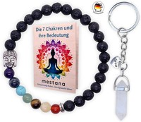 Chakra Armband Heilsteine Lava Buddha Perle, Quarz Kristall SchlüSselanhäNger