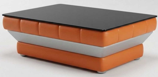 Couchtisch Orange Schwarz Kunstleder Holz Modern Wohnzimmer Luxus-image