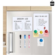 2 Pack Magnetic Dry Erase Board Sheet for Fridge, 12"X8" Erasable Refrigerator W