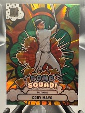 2025 Panini Donruss Baseball Card Bomb Squad No 19 Coby Mayo Green Laser