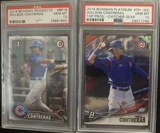 (2) Willson Contreras 2016 Bowman Prospects 1st Bowman & Bowman Platinum PSA 10