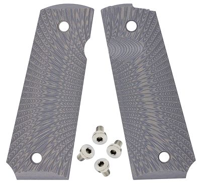 1911 G10 Grips Silver GK3 full size + stainless steel Allen grip screws, 1911