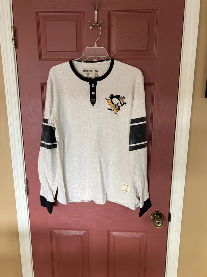 Camisa Para Hombres De Colección CCM Equipo Atlético Pittsburgh Penguins Bordada L/S Talla M Foto 2 de 4