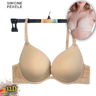NWOT Simone Perele Women's 32D Muse Triangle Plunge Push Up Bra 12C347 Nude