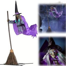 NEW 6 ft Halloween Decorations Outdoor - Animated Hovering Witch Animatronics 