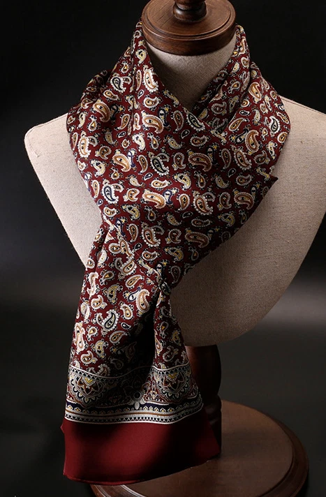 100% Silk Satin Scarf men women neckerchief Wrap Paisley red