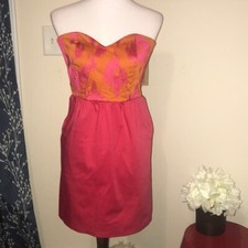 NEW Judith March Strapless Embroidered Ikat Mini Dress Small sz S