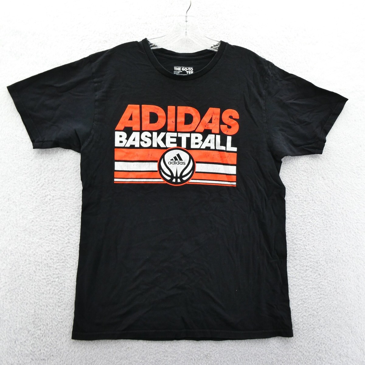 Adidas Shirt Mens Large Black Short Sleeve Basketball Athletic