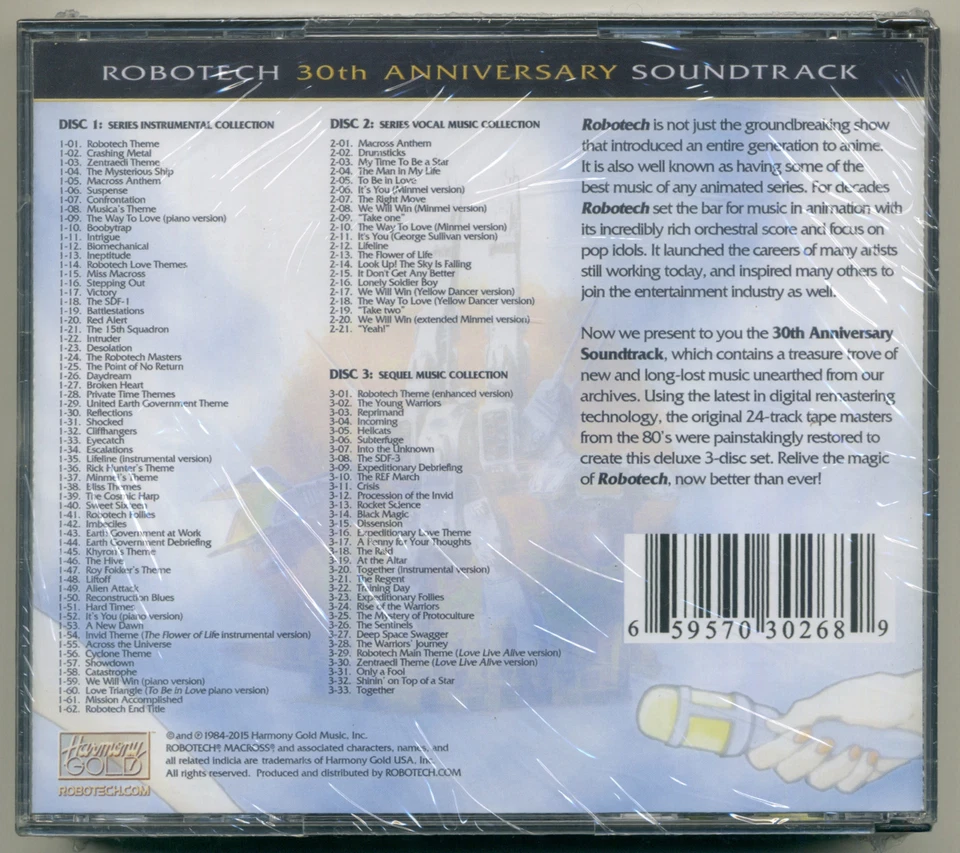 ROBOTECH 30th ANNIVERSARY SOUNDTRACK 2015 CD Deluxe 3-Disc Collection Brand New - Image 2 of 3