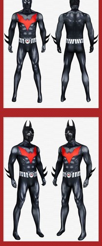 Comic DC Batman Beyond Men Jumpsuit Cosplay Costumes Bodysuit Mask Helmet - Picture 8 of 12