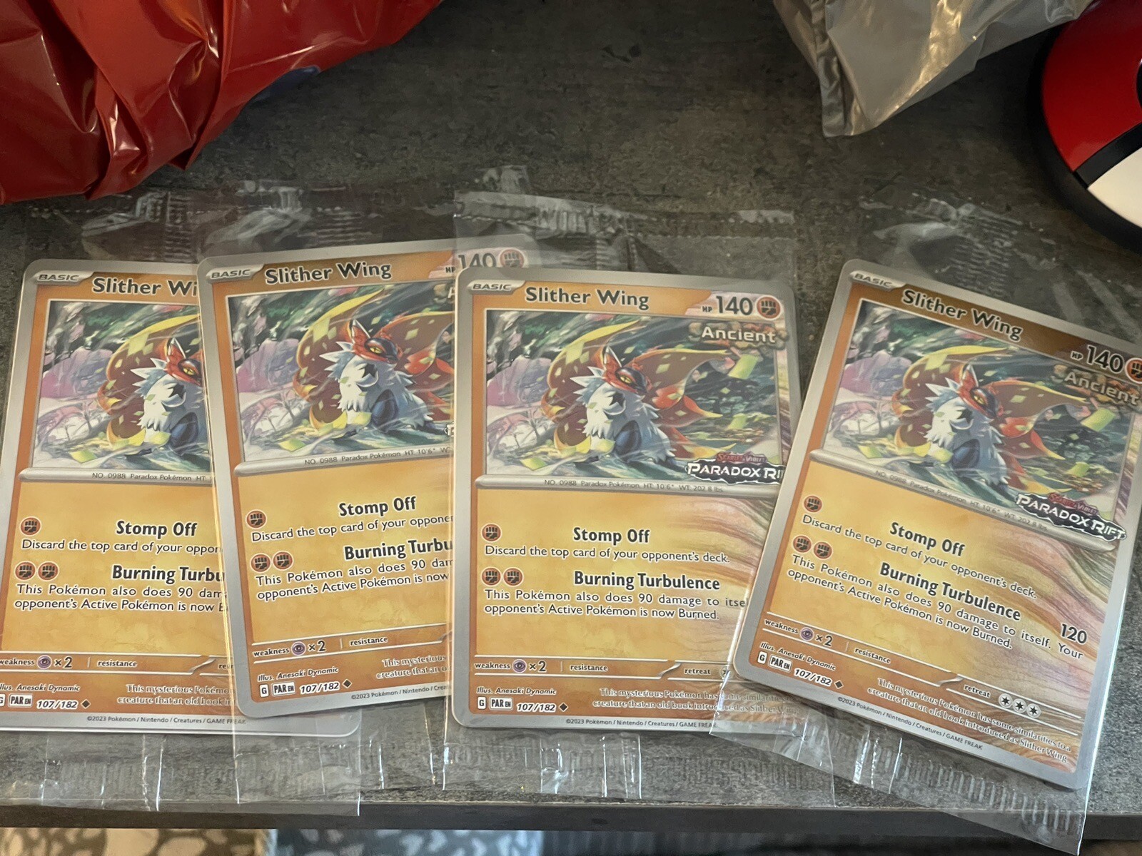 Slither Wing 107/182 Paradox Rift Stamped | Best Buy Promo Pokemon Card LOT OF 4