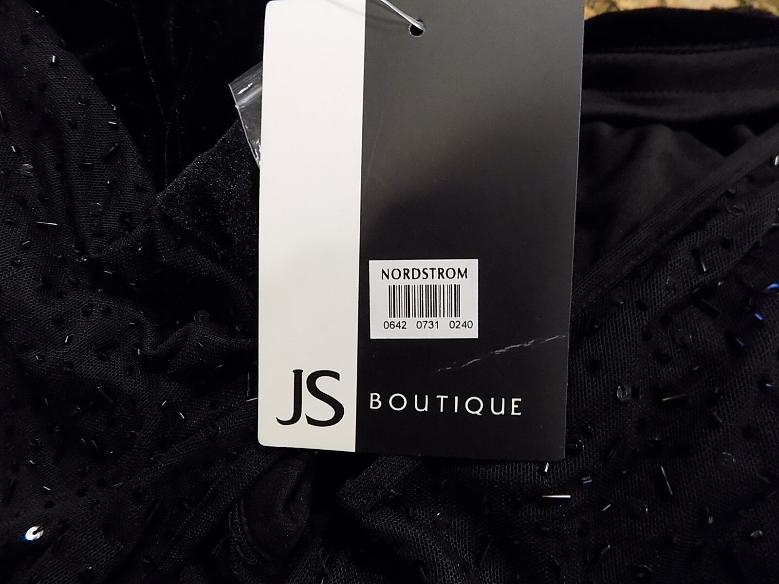 NWT JS BOUTIQUE Black Velour Dress W/Sequin Decor Women 12 (133) | eBay