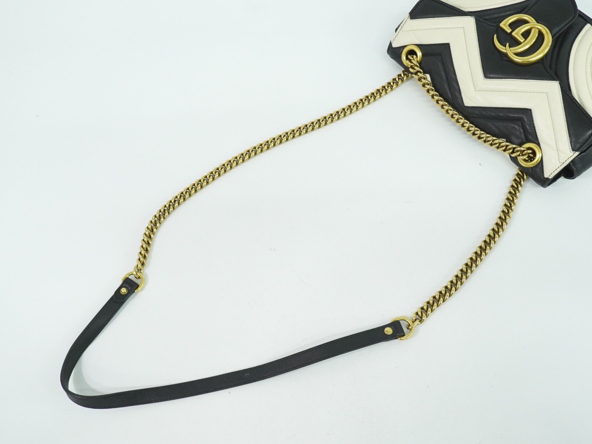 GUCCI GG Marmont 443497 Leather Shoulder Crossbody Bag Black GUCCI GG Marmont 443497 Leather Shoulder Crossbody Bag Black