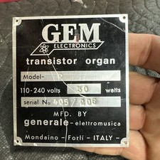 Gemma Organo Transistor Modello P ORIGINALE Numero di Serie Modello Targa