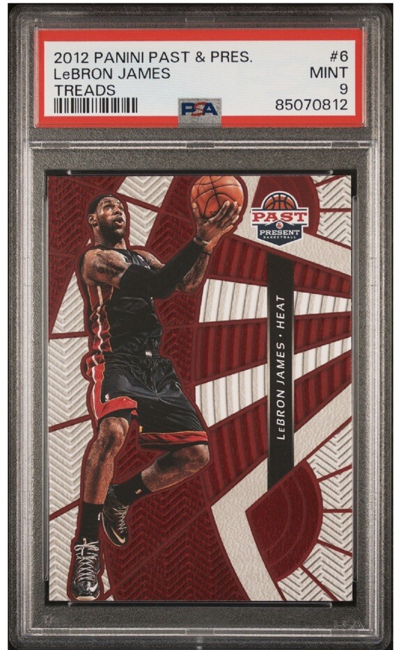 2012 Panini Past & Present Lebron James #6 Treads Miami Heat PSA 9 Mint