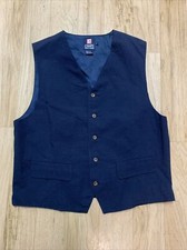 Chaps Ralph Lauren Mens Nantucket Navy Blue Button Front Vest Size L