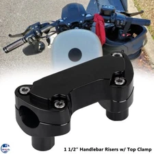 Black 1 1/2" Handlebar Risers w/ Top Clamp For Harley Dyna Street Bob FXDB 1"Bar