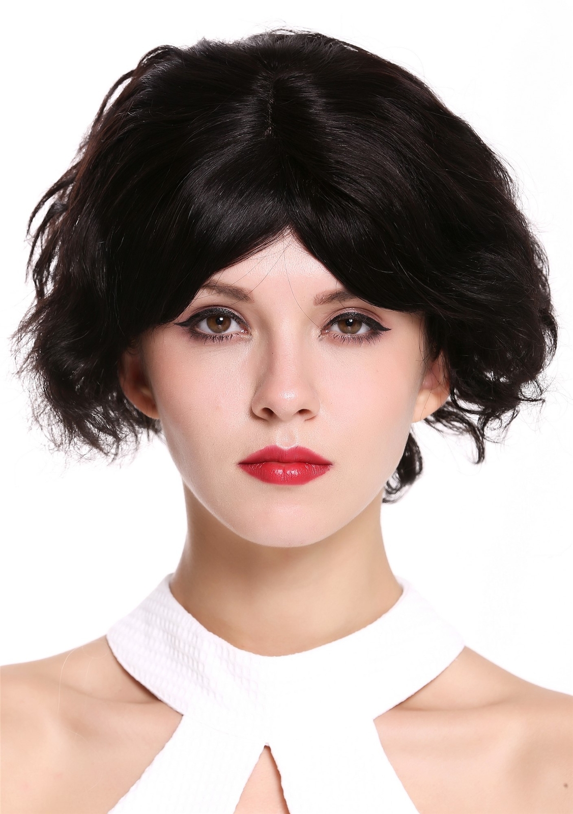Wig Women Monofilament Mono Black Short Wild Wavy Curly MS-16321