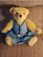 American Girl Pleasant Company plush jointed teddy bear denim skirt vest 15"