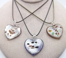 Murano Glass Lampwork Heart Pendant Cord Necklace  ... Your Choice