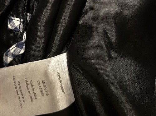 SAMUEL DONG Black Trench Coat with Plaid Trim Tie Size XS Rare Retro - Picture 4 of 6