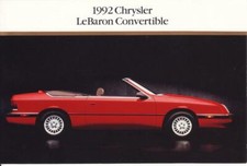 NOS VINTAGE 1992 Chrysler LeBaron convertible LX GTC factory postcard Mopar FWD