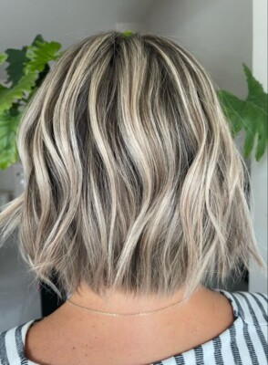Balayage Ash Brown with Platinum Blond Wavy Wigs 100% Human Hair Lace Front Wigs