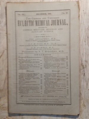 December 1881 Georgia Tennessee Eclectic Medical Journal Medicine Hygiene
