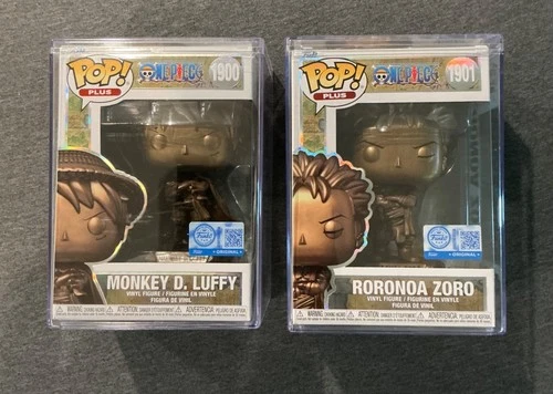 Funko Pop! One Piece Monkey D. Luffy #1900 Roronoa Zoro #1901 Bronze Statue Set