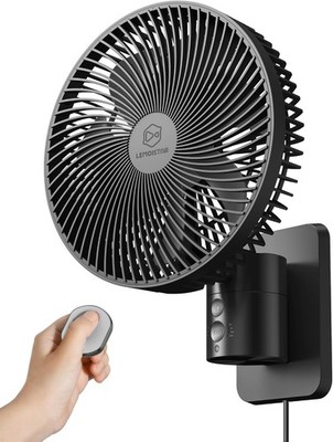 8.5-Inch Quiet Wall-Mounted Oscillation Fan with Remote & Timer, 4-Speed Adjust