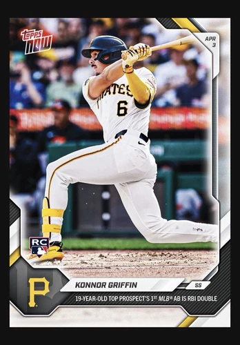 Konnor Griffin RC Debut 1st AB is RBI Double 2026 MLB Topps NOW Card 49 Presale