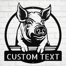 Custom Pig Metal Sign Personalized Decor Gift for Pig Lovers and Farms