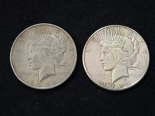 1922 & 1923-S Peace Silver Dollars NICE!