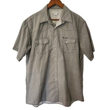 Wrangler Wrancher Mens Gray Black Geometric Pearl Snap Western Rodeo SS Shirt XL