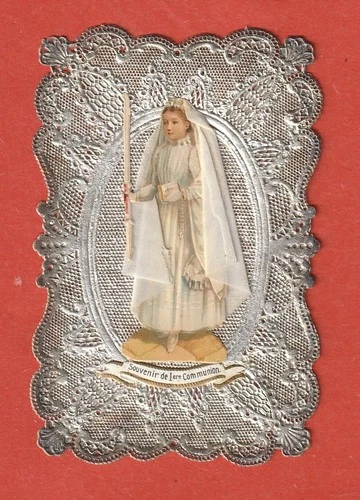 CANIVET-PIOUS IMAGE-19th century - SOUVENIR OF 1st COMMUNION - SILVER
