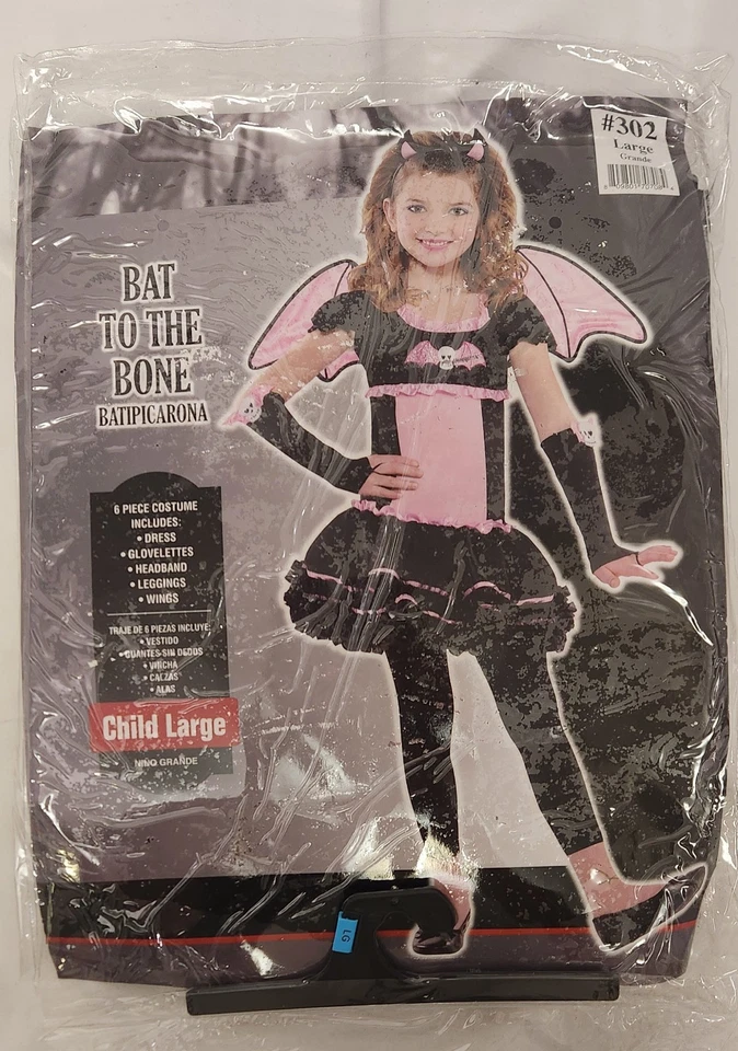 Girls Pink and Black Bat Halloween Costume Dress SZ Child LG 12-14 Amscan - Image 2 of 4