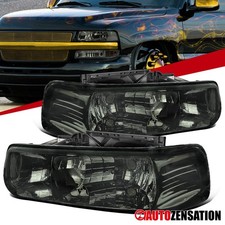 Fit 1999-2002 Chevy Silverado 2000-2006 Suburban Tahoe Smoke Headlights Lamps