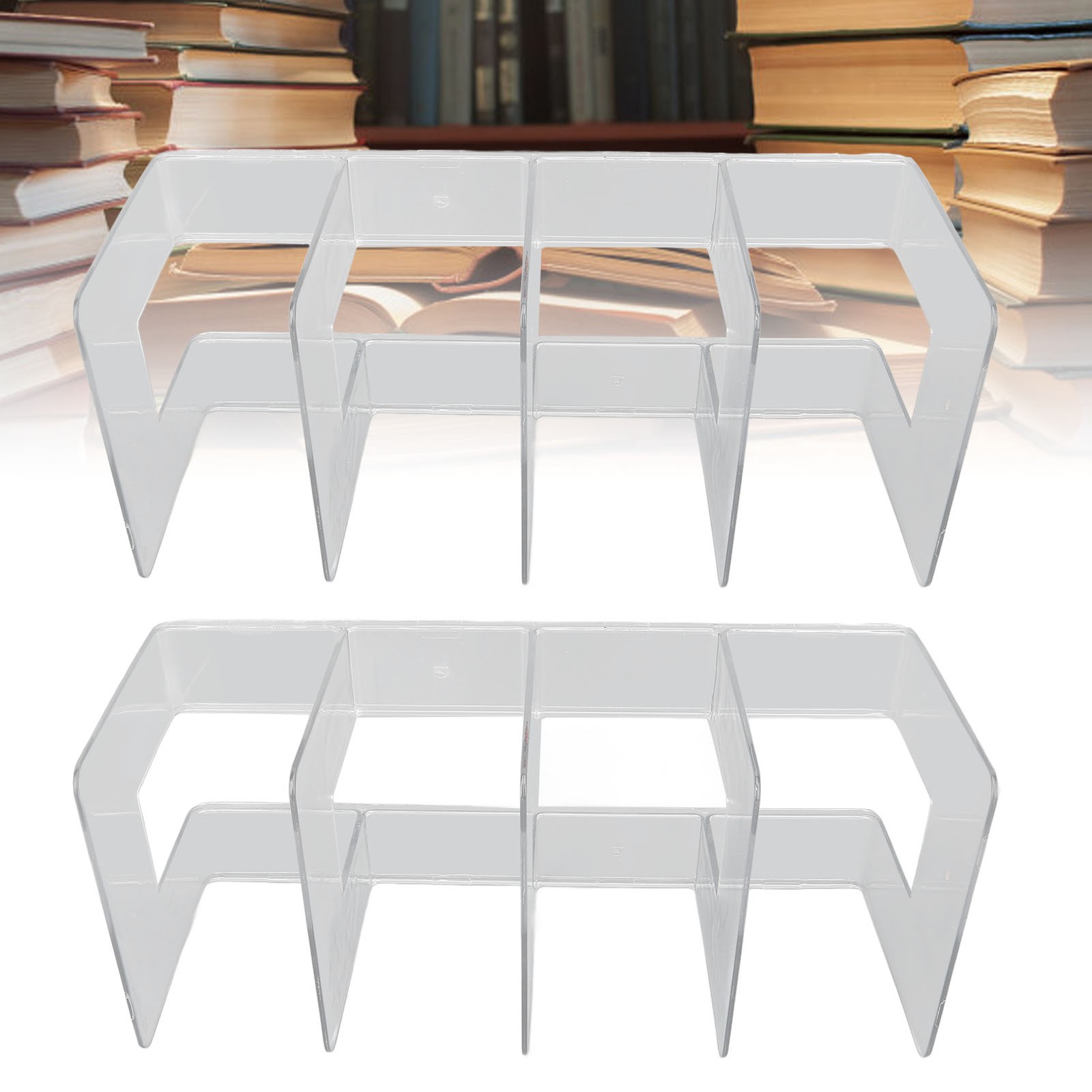 2Pcs Acrylic Desk File Sorter Clear 4 Section Desktop Organizer Vertical Office