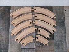 Lot of 10 BRIO or Thomas Wooden Curved Train Track Pieces 6.5"  3.5" Vintage