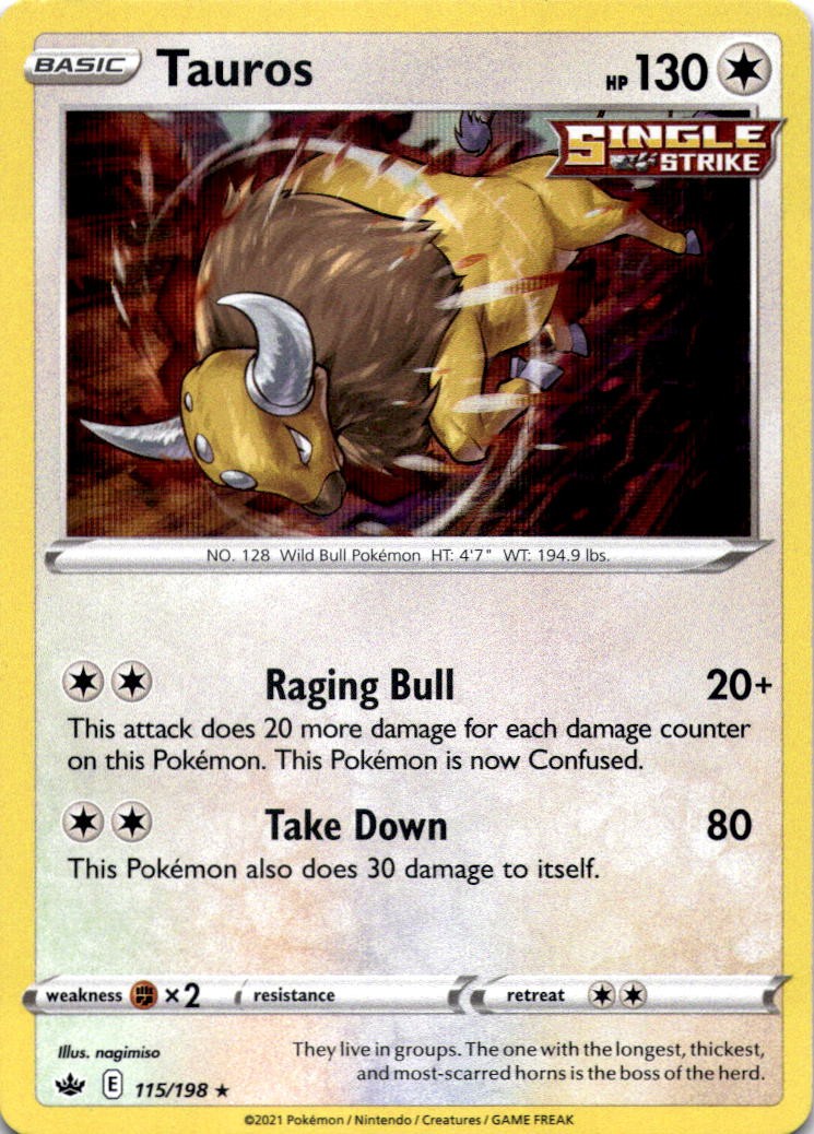 TAUROS 115/198 HOLO R CHILLING REIGN POKEMON HOLO MP