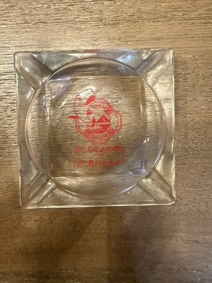Vintage Mid Century Tan Grande Tan Buena Glass Ashtray Cerveza Whale Red