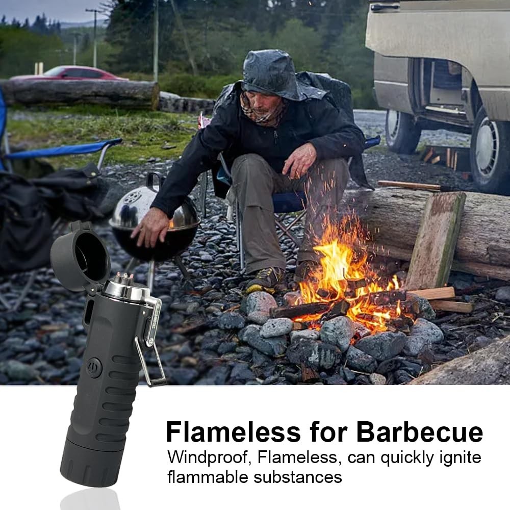 Briquet arc plasma coupe-vent rechargeable avec double arc électrique et torche LED - 2