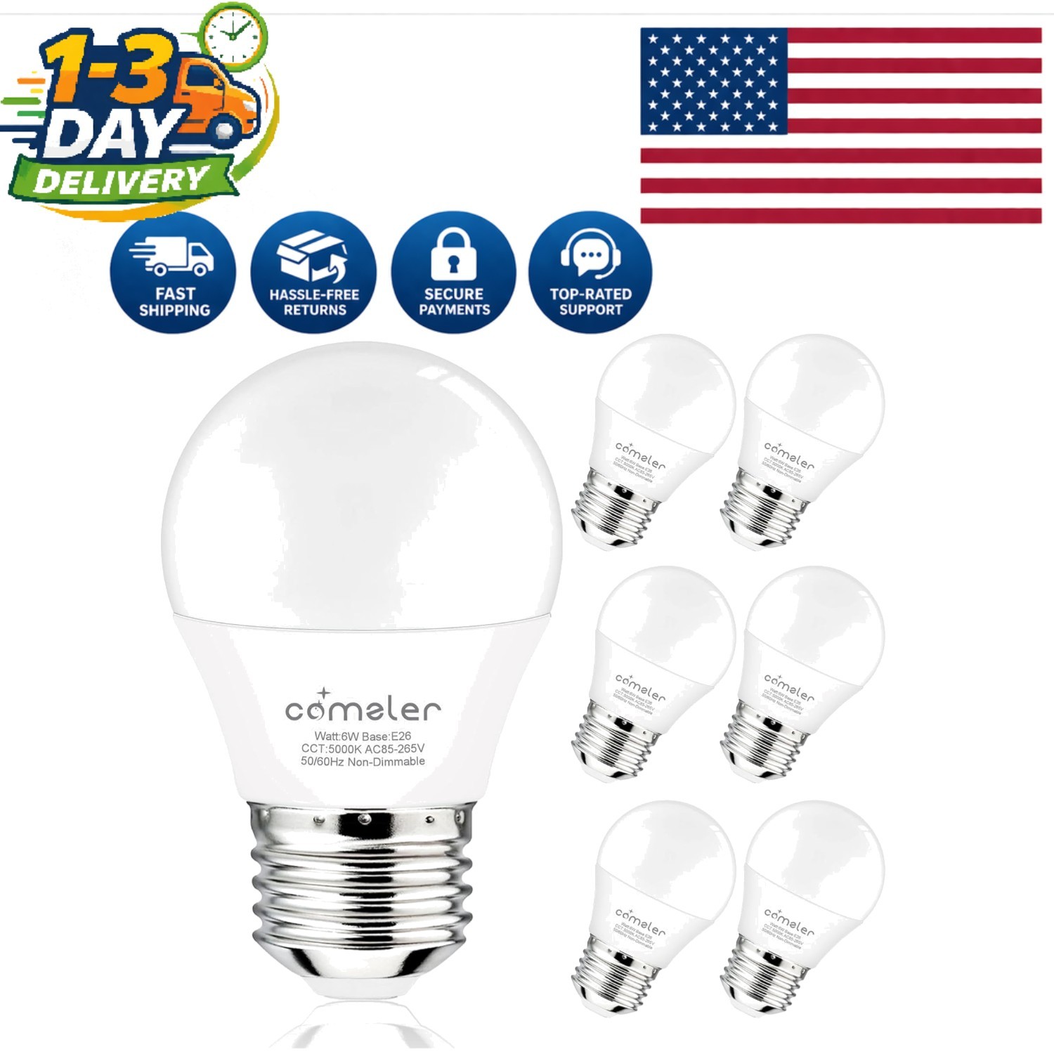 - 60 Watt Equivalent, E26 Base, Non-dimmable, Cool White