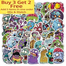 50pcs Waterproof Vinyl Stickers Zombie Monster Luggage Phone Laptop Water Bottle