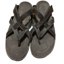 Orthofeet Women's Black Sandals Size 9.5 Med Adjustable Straps Comfy Arch Sup