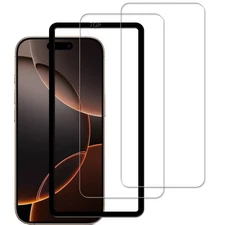 Kpns Iphone 16 Pro Tempered Glass Screen Protector (Set Of 2) With Guide Frame,_